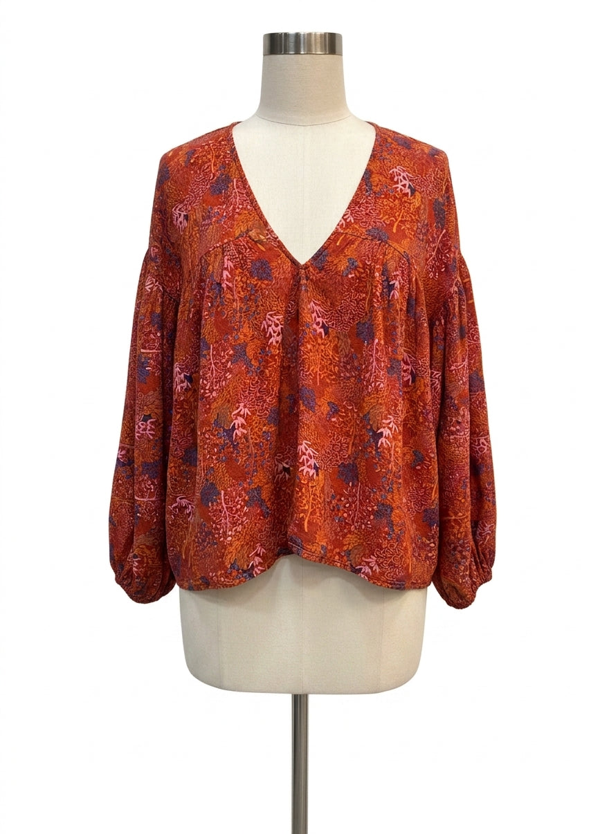 BUCKET LIST · Boho Chic Top · M/L · RustFloral