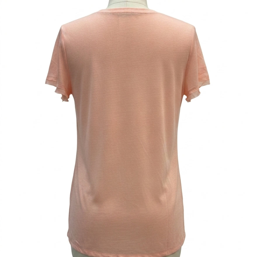 Blue Tassel · Beaded embellished top · Large · Peach/White