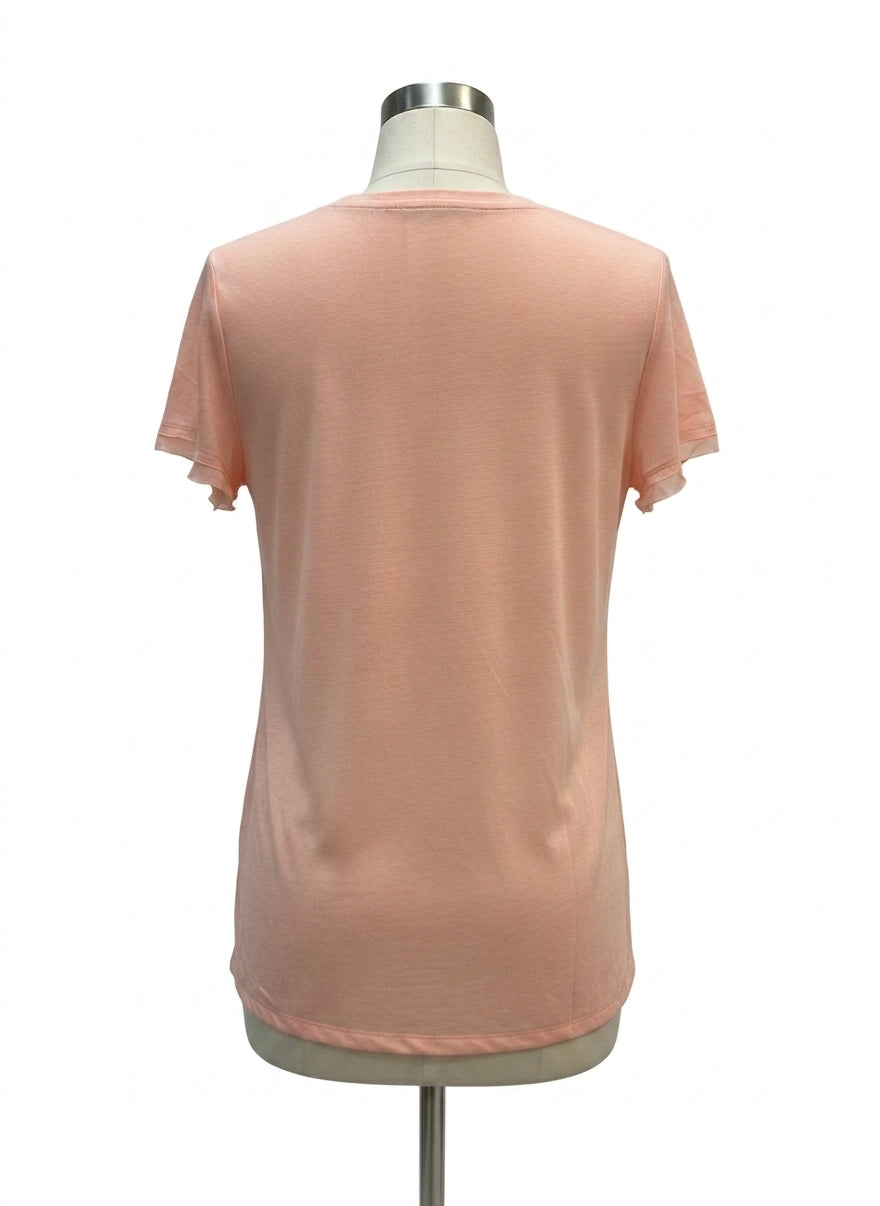 Blue Tassel · Beaded embellished top · Large · Peach/White