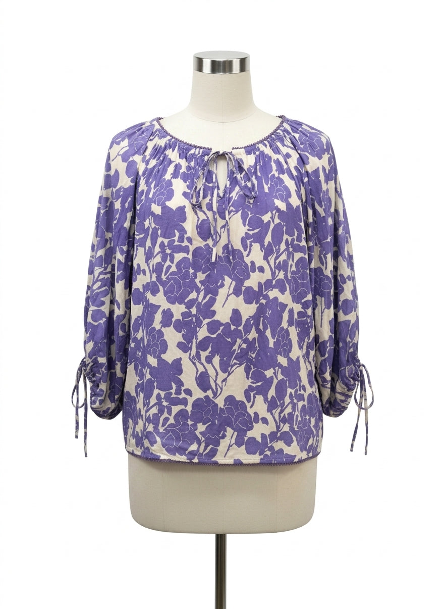 Anthropologie · Blue Tassel · Medium · Purple Cream Floral