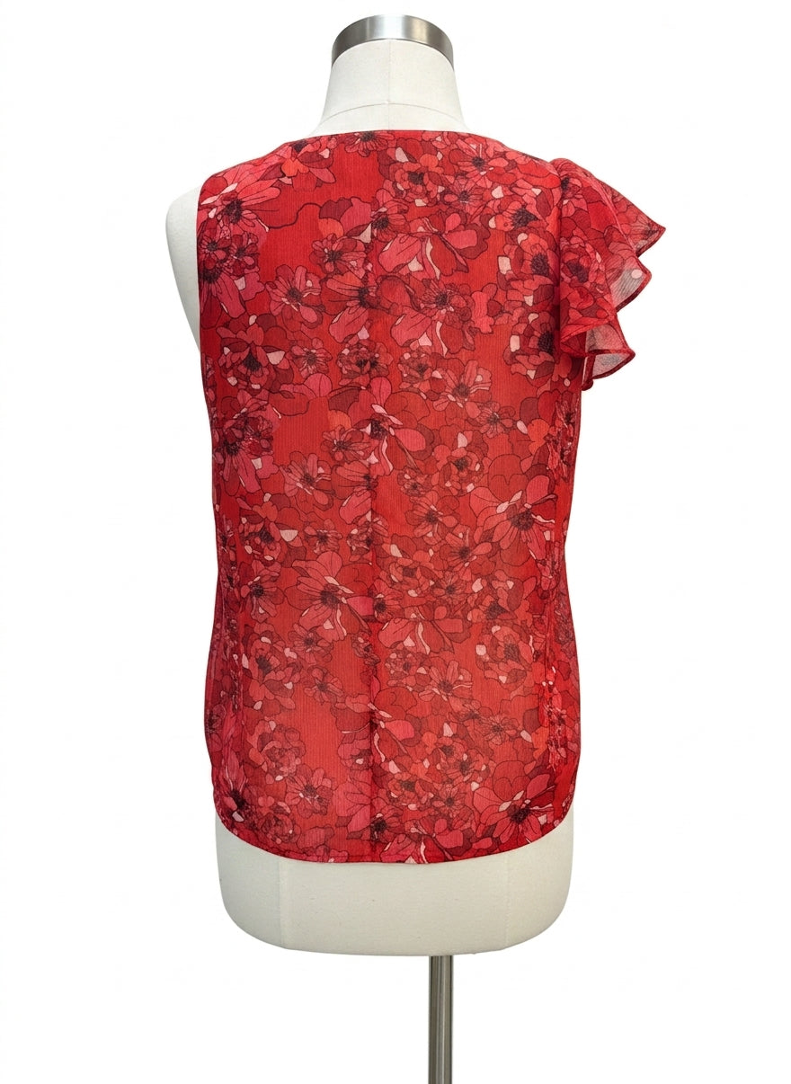 Bar III · Sleeveless Top · Large · Red Floral