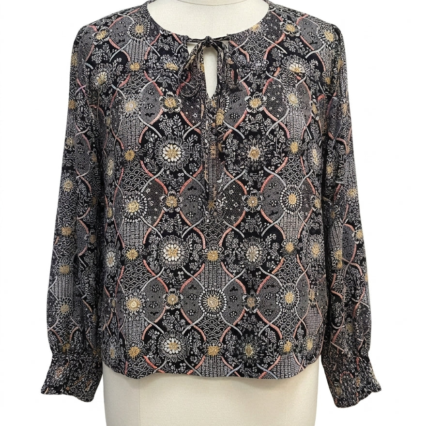 Treasure & Bond · Boho Top Long Sleeve · XLarge · Black Multi