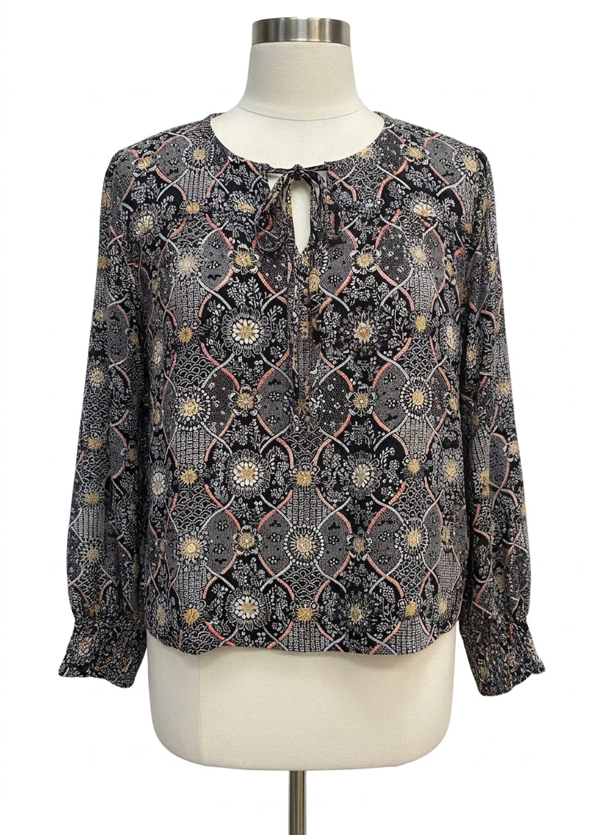 Treasure & Bond · Boho Top Long Sleeve · XLarge · Black Multi