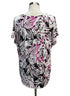 Alfani · Shirt · 1X · Black, White, Pink Leaf Print
