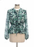 MaisonJules · Sheer Floral Top · Medium · GreenNavy