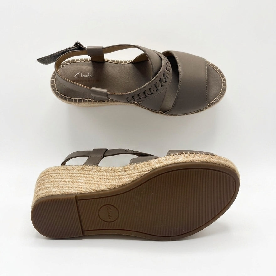 Clarks · Petrina Wedge Sandal · 7 · Stone