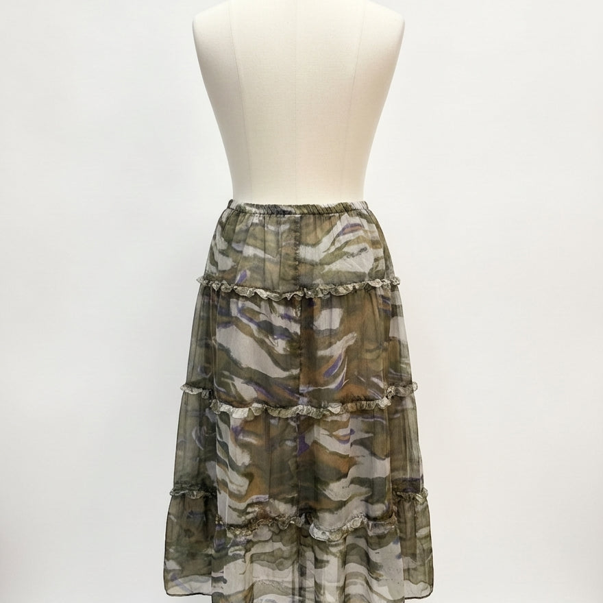 Sundance · Maxi skirt · Medium · Green/Brown/Purple Abstract