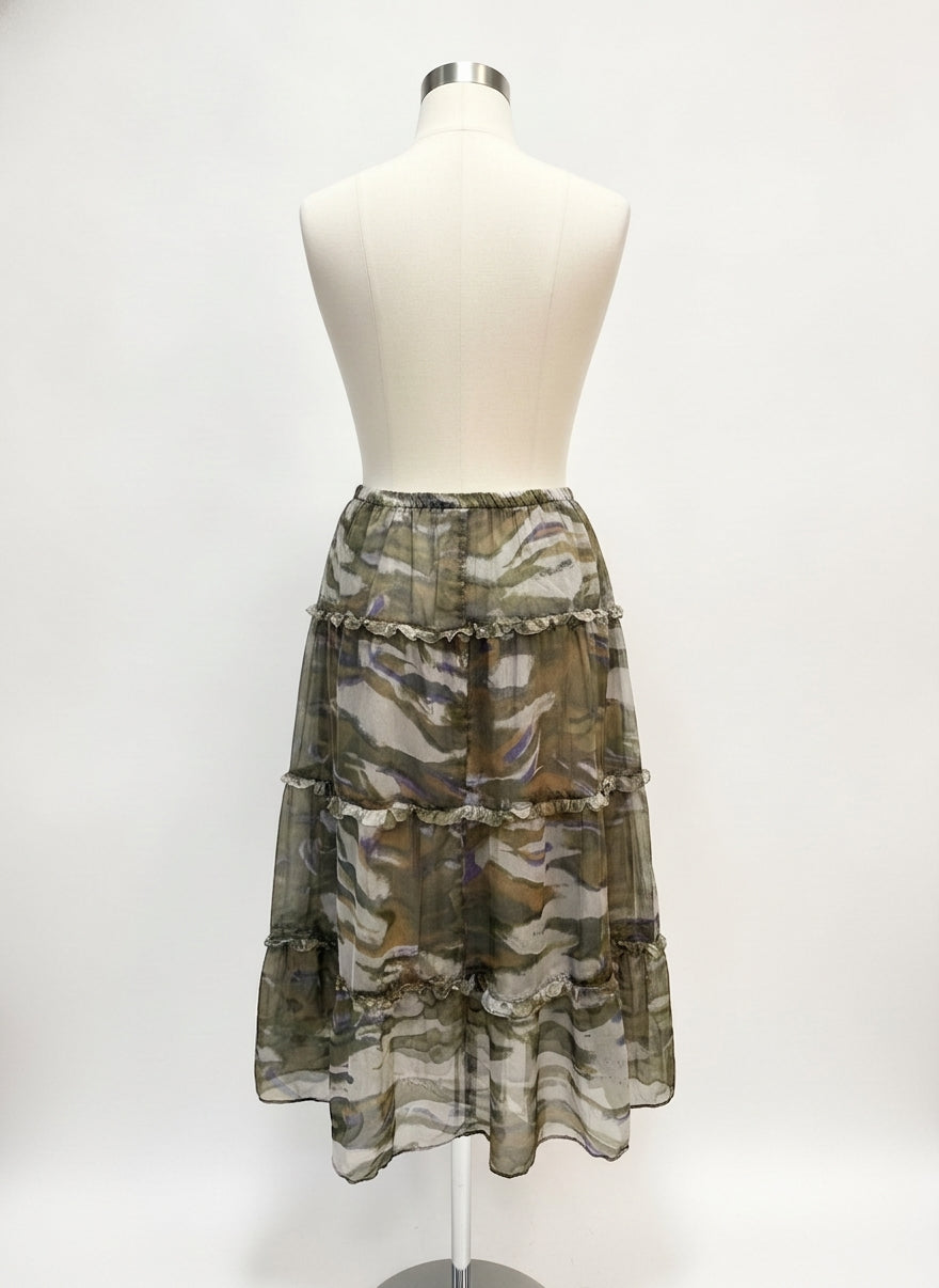 Sundance · Maxi skirt · Medium · Green/Brown/Purple Abstract