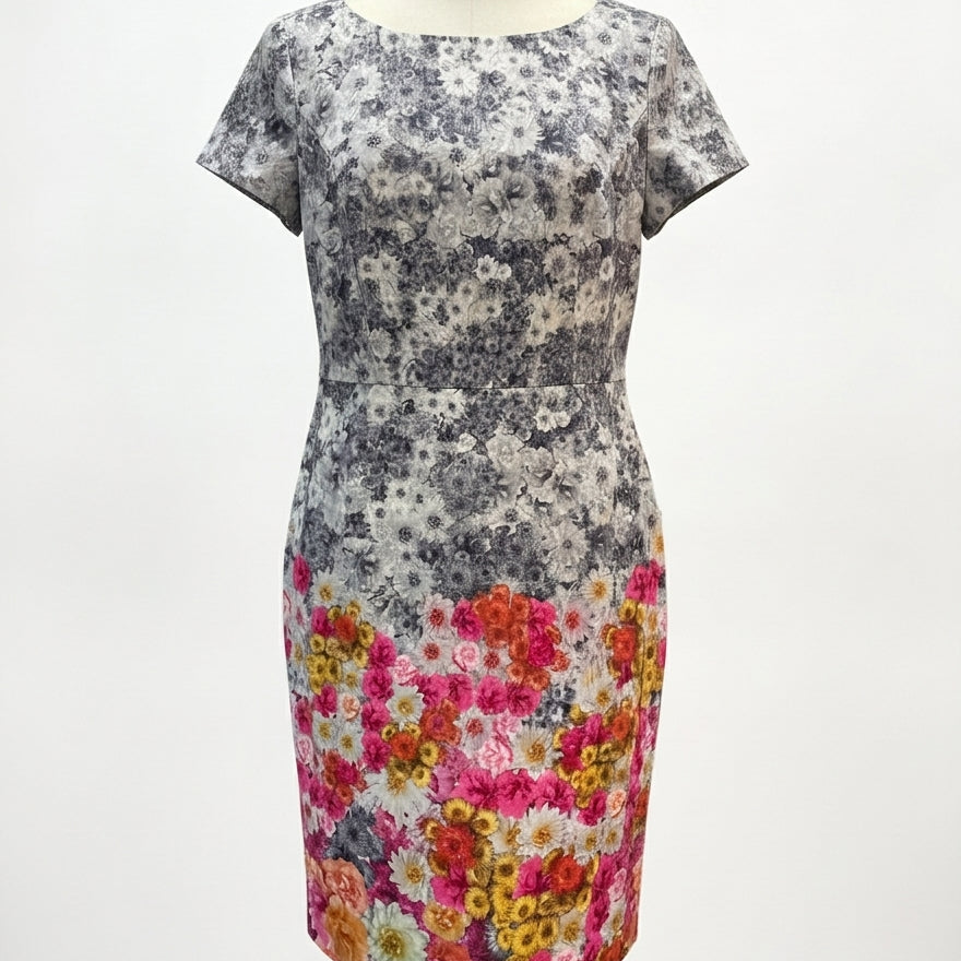 Talbots · ShortSleeve Dress · 6 · GrayPink Floral Print