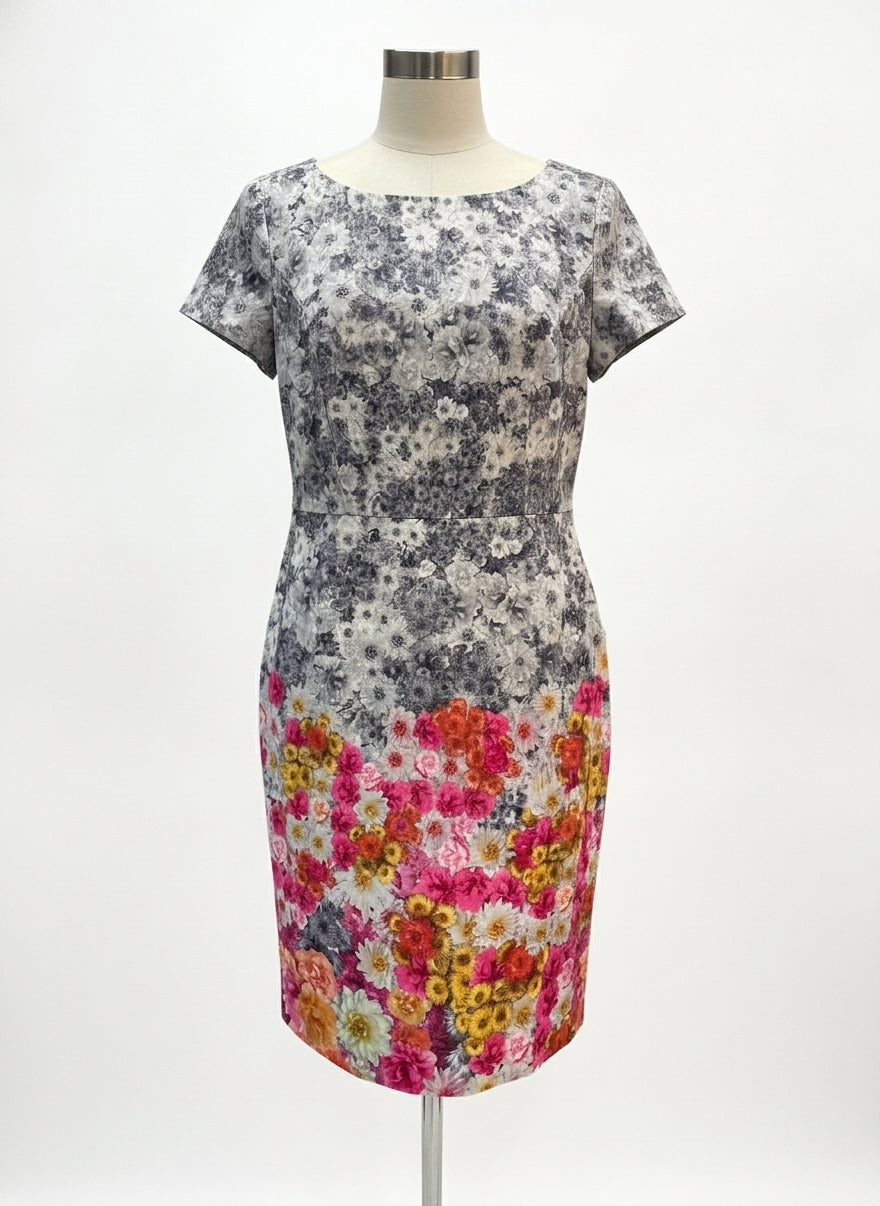 Talbots · ShortSleeve Dress · 6 · GrayPink Floral Print