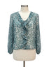WHBM · Ruffle Detail Sheer Top and Camisole Set · Small · Teal/White