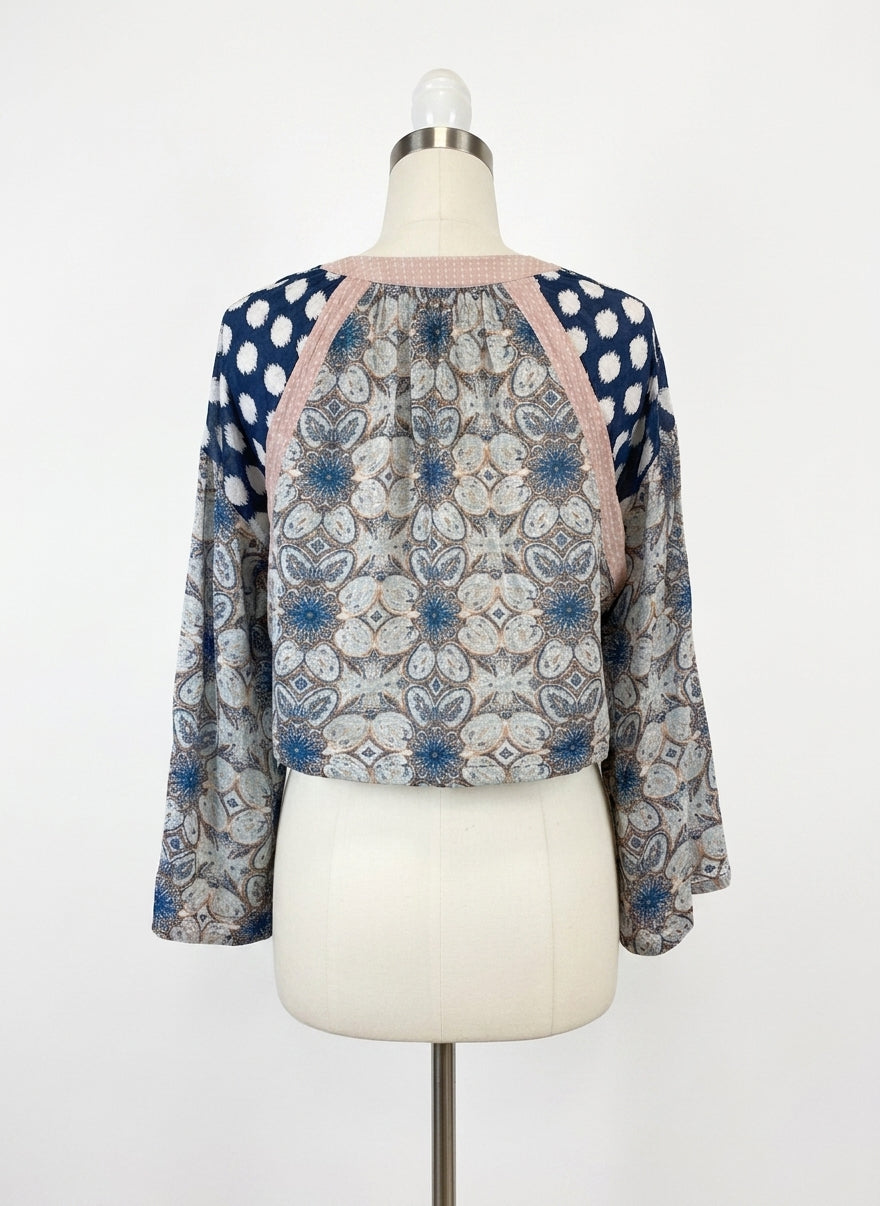Free People · Cropped Top · Medium · Navy/White