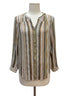 Zac&Rachel · Roll Tab Shirt · Large · CreamSage Striped