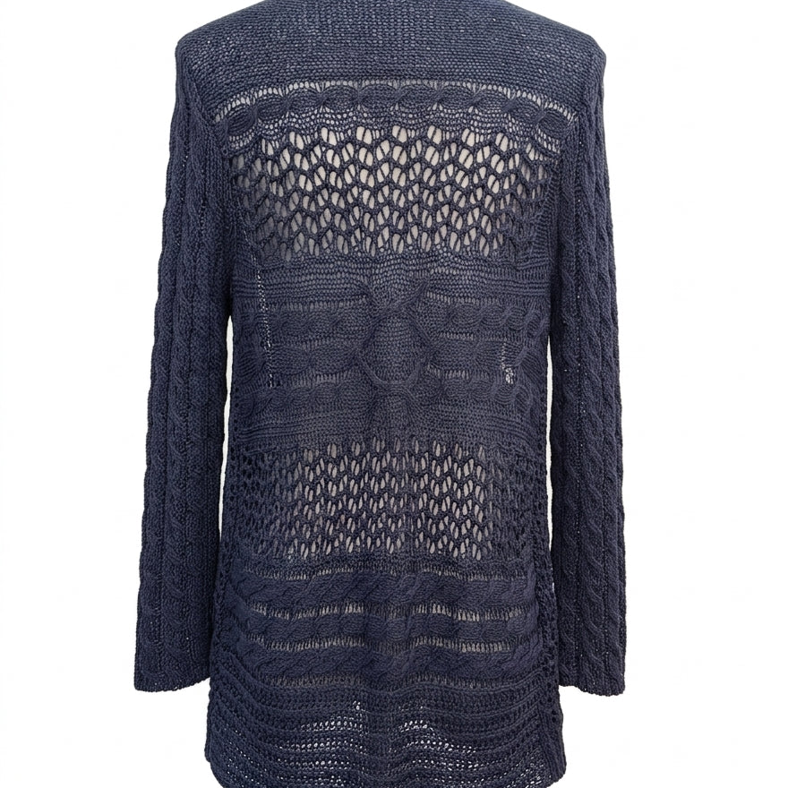 Garnet Hill · Open Drape Cardigan · Medium · Navy