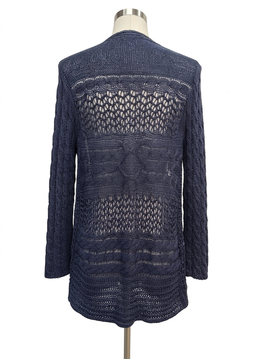 Garnet Hill · Open Drape Cardigan · Medium · Navy