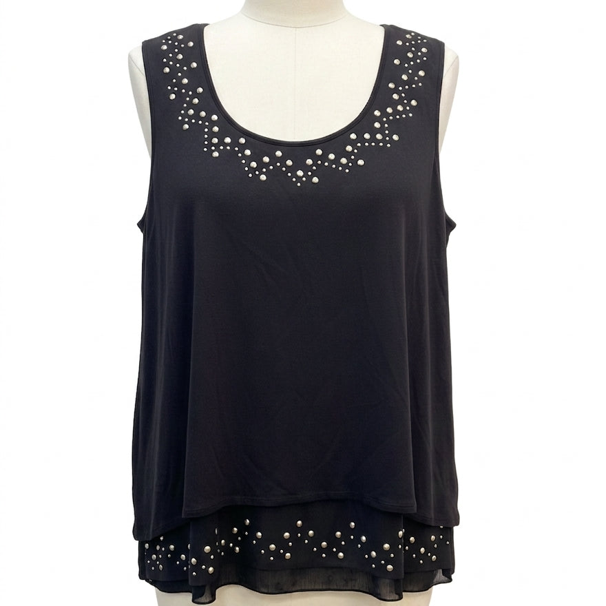 Style&Co · Embellished Sleeveless Top · 1X · Black