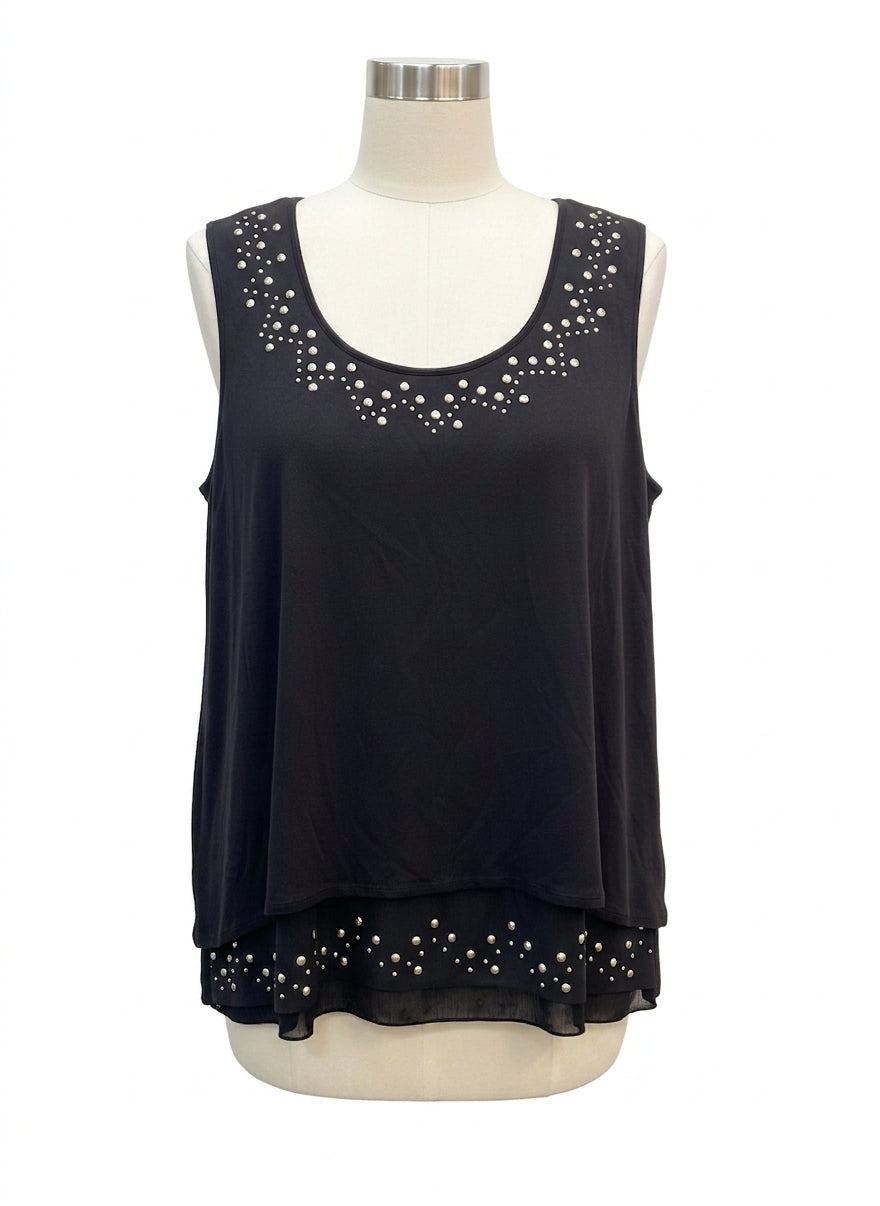 Style&Co · Embellished Sleeveless Top · 1X · Black