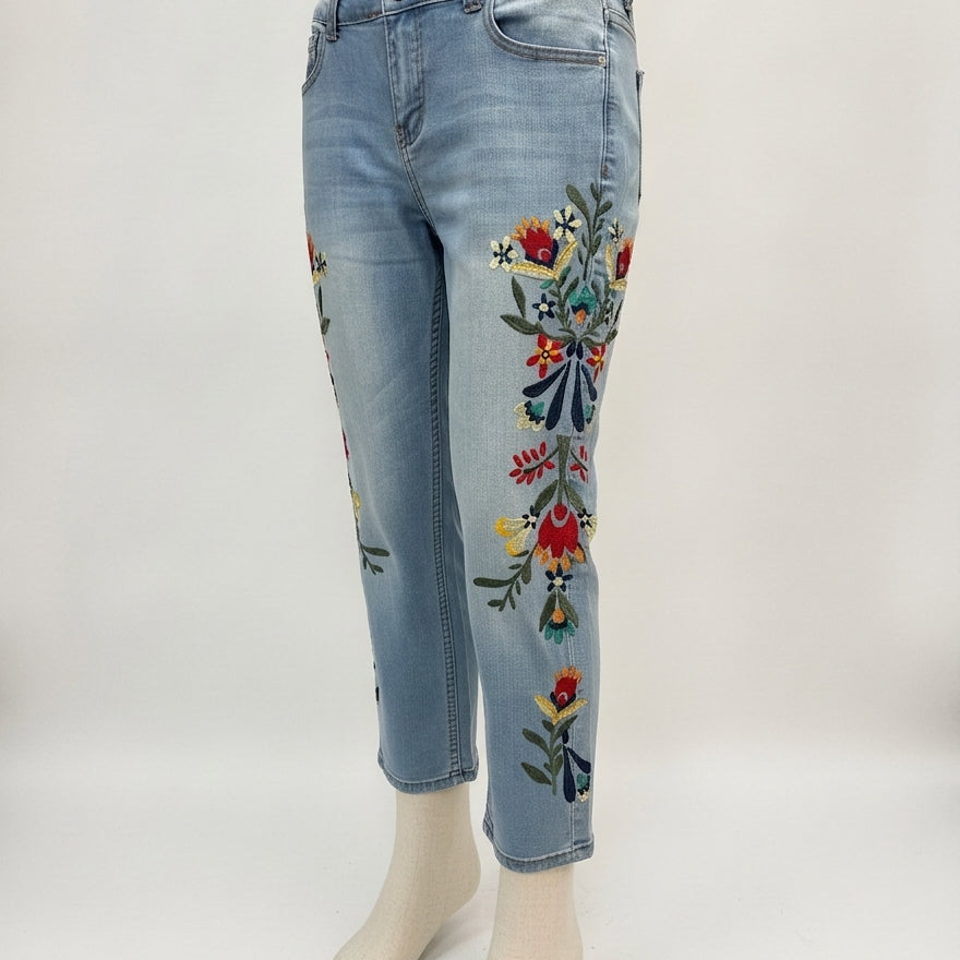 Sandpiper · Skinny Jeans with Floral Embroidery · 4P · DenimMulti