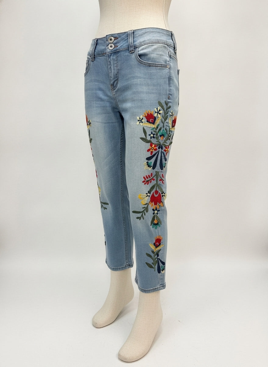 Sandpiper · Skinny Jeans with Floral Embroidery · 4P · DenimMulti