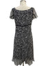Nine West · Flutter Sleeve Silk Dress with Lace Details · 2 · Black/White