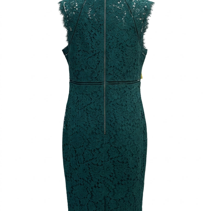 Bardot · Lace Panel Cotton Blend Dress · 8 · Emerald