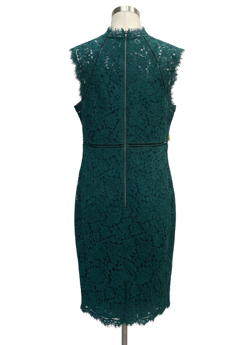 Bardot · Lace Panel Cotton Blend Dress · 8 · Emerald
