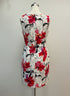 Perceptions · Sleeveless Dress · 6 · White, Red Floral Print