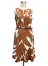 Calvin Klein · Sleeveless Belted Dress with Pockets · 10 · Brown/Cream