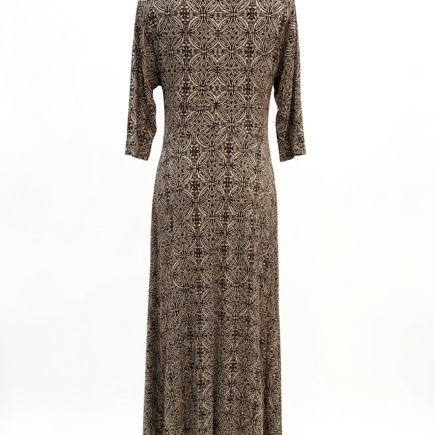 RobbieBee · 3/4 Sleeve Maxi Dress · L · BlackBeige