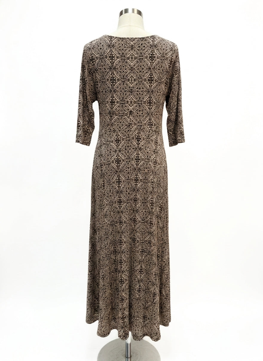 RobbieBee · 3/4 Sleeve Maxi Dress · L · BlackBeige