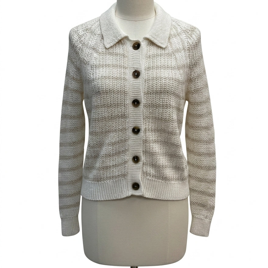 Garnet Hill · Button Up Cardigan · Small · Cream Beige