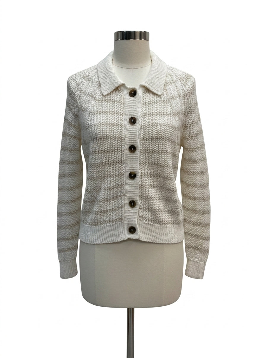 Garnet Hill · Button Up Cardigan · Small · Cream Beige