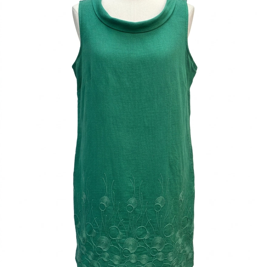 Linen Luv · embroidered dress · Large · Green