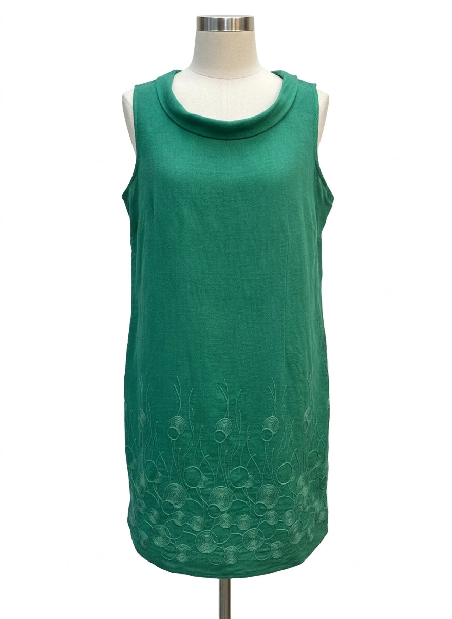 Linen Luv · embroidered dress · Large · Green