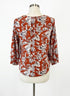 Fun2Fun · 3/4 Sleeve Pleated Detail · Medium · Rust/White Floral