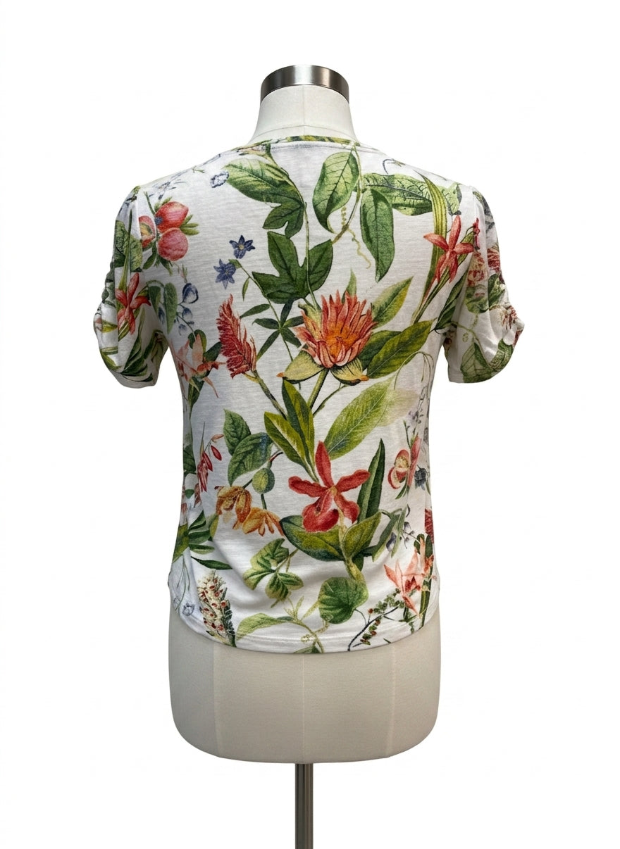 Chico's · Ruched Sleeves · Medium · WhiteFloral
