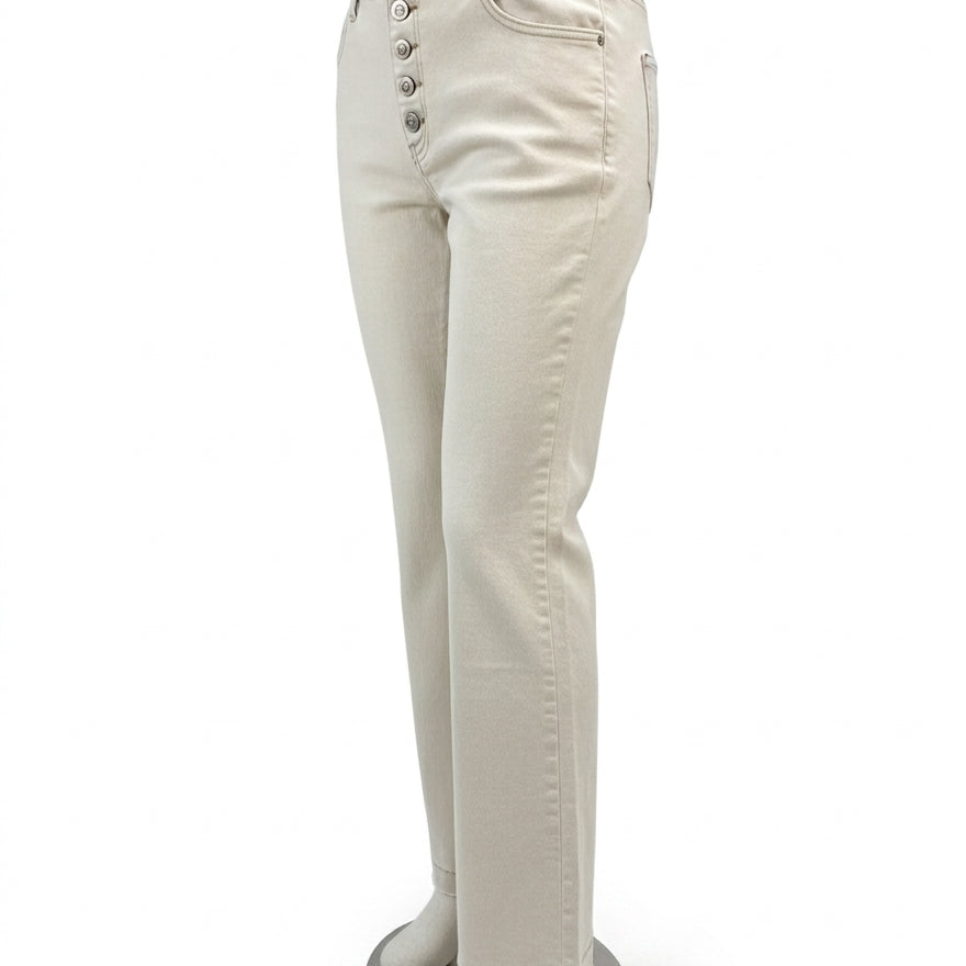 Tribal · Straight Leg Button Fly Jeans · 12 · Cream
