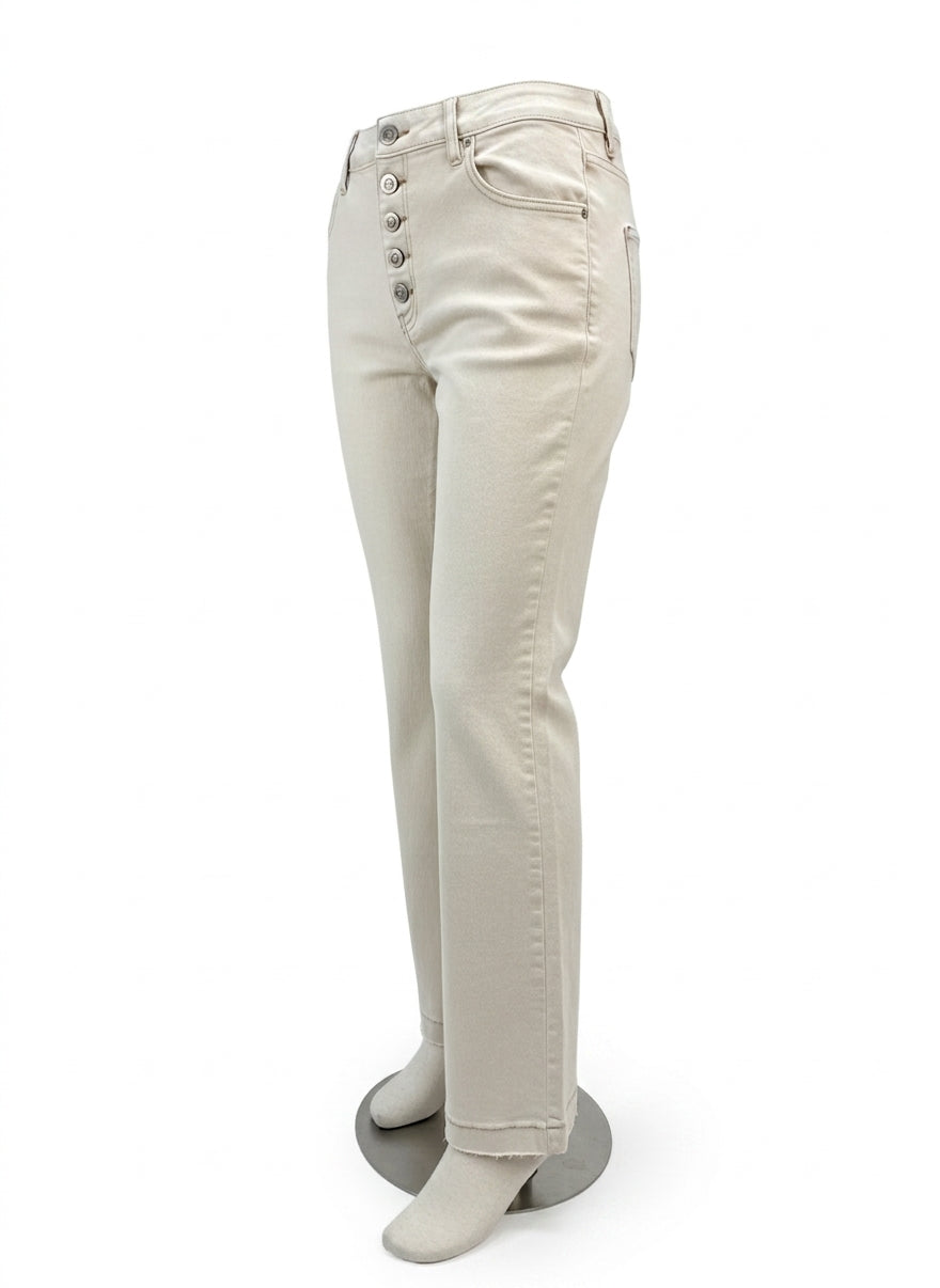 Tribal · Straight Leg Button Fly Jeans · 12 · Cream