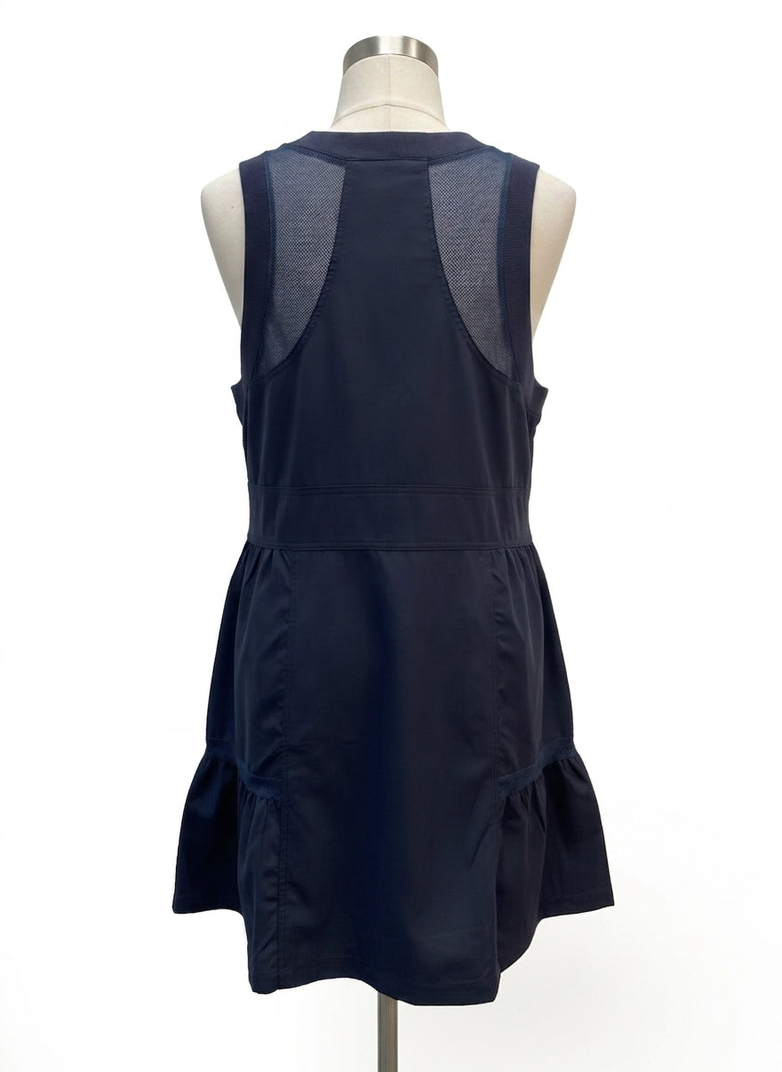 Fisoew · Women's Sleeveless Mesh Back Utility Active Dress · Large · Navy