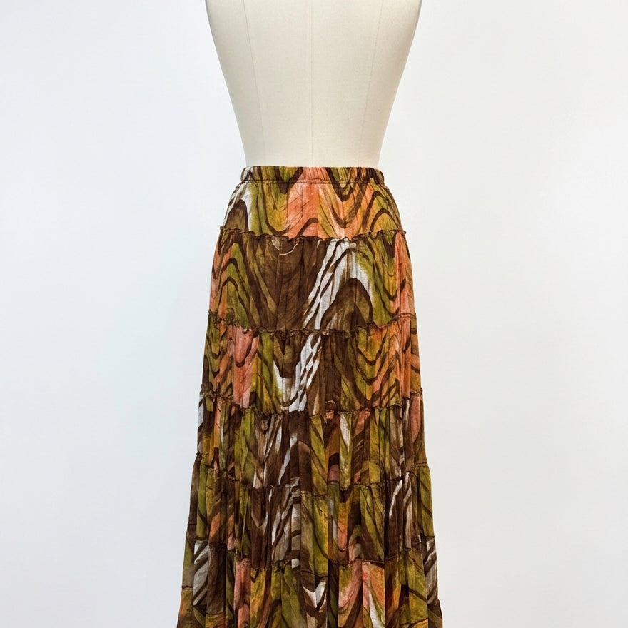 Sunny Leigh · Maxi Tiered skirt · Medium · PeachBrown