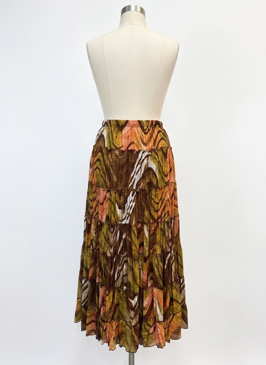 Sunny Leigh · Maxi Tiered skirt · Medium · PeachBrown