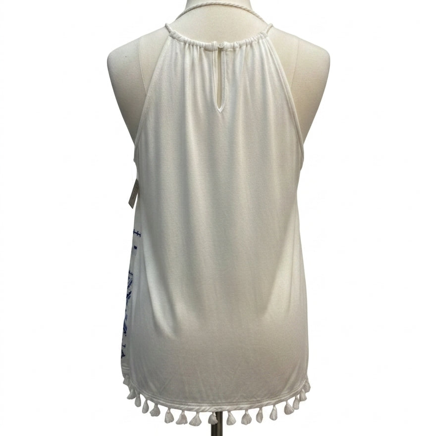 Skies Are Blue · Boho Top · Large · WhiteBlue