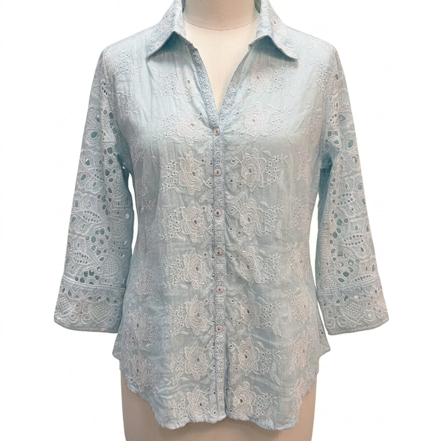 Cino · Light Blue Lace Over-shirt · XLarge · Light Blue