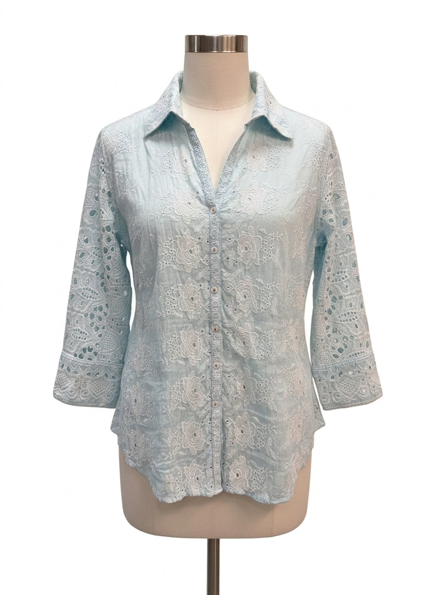 Cino · Light Blue Lace Over-shirt · XLarge · Light Blue