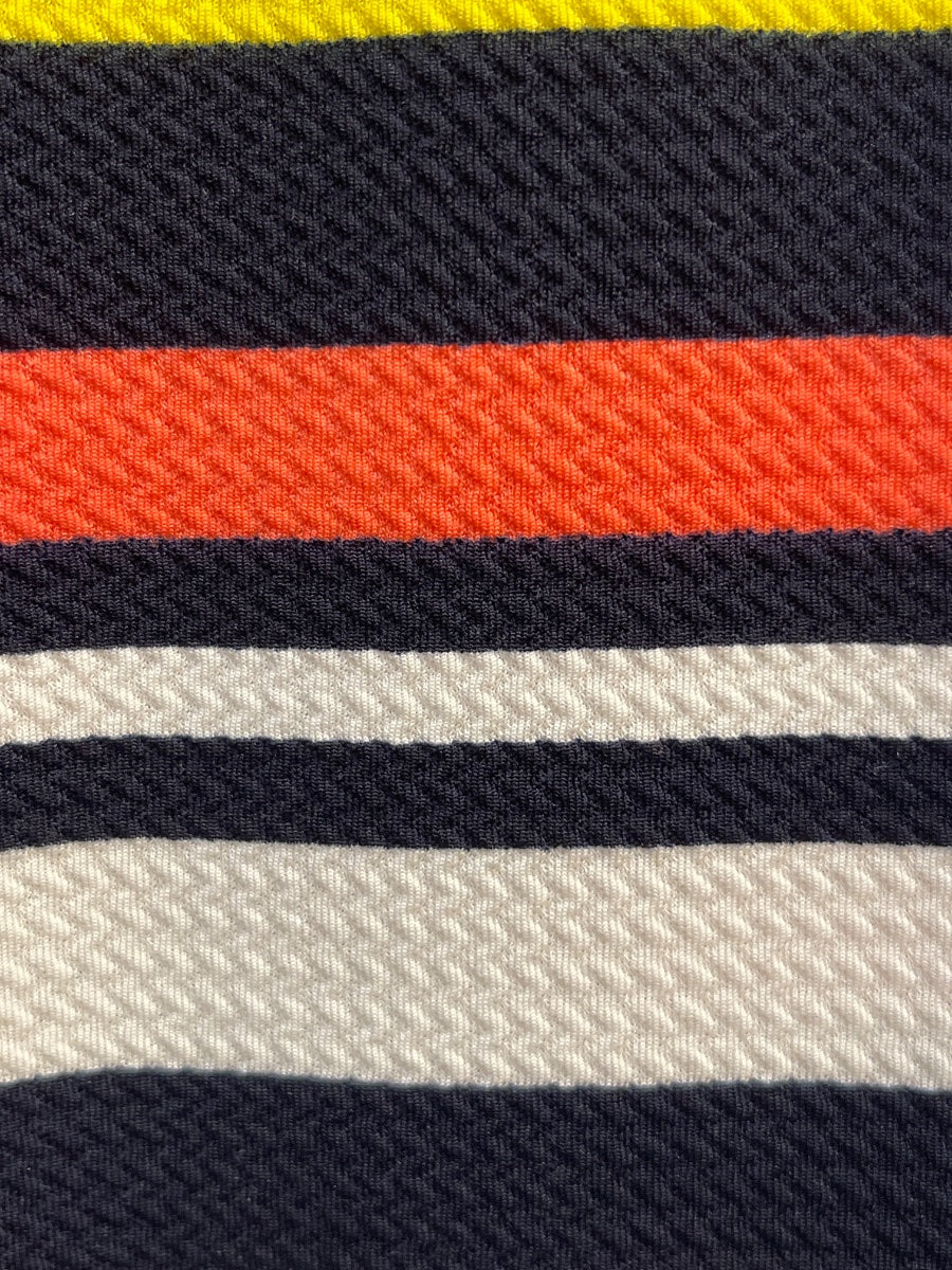 Haani · 1/4 Zip Dress · Large · Black Cream Striped