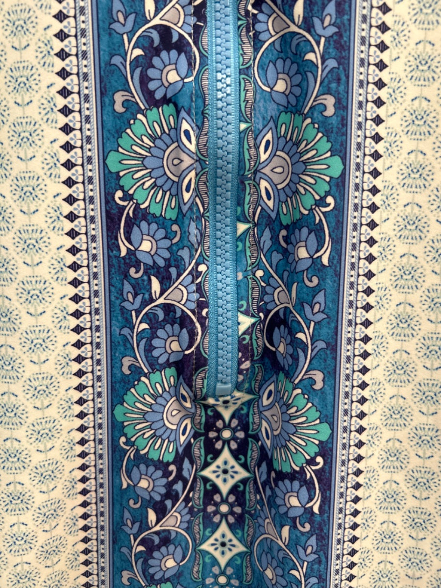 Aqua et Sol · 1/4 Zip Rash Guard · Large · Blue/White
