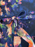 DKNY · Abstract Floral Print Belted Dress · 6 · NavyPink