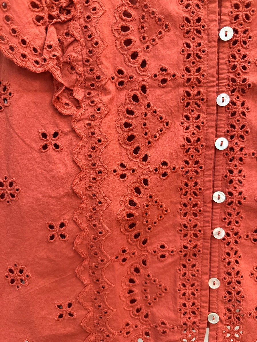 Industry · Cap Sleeve Eyelet Top · Small · Rust