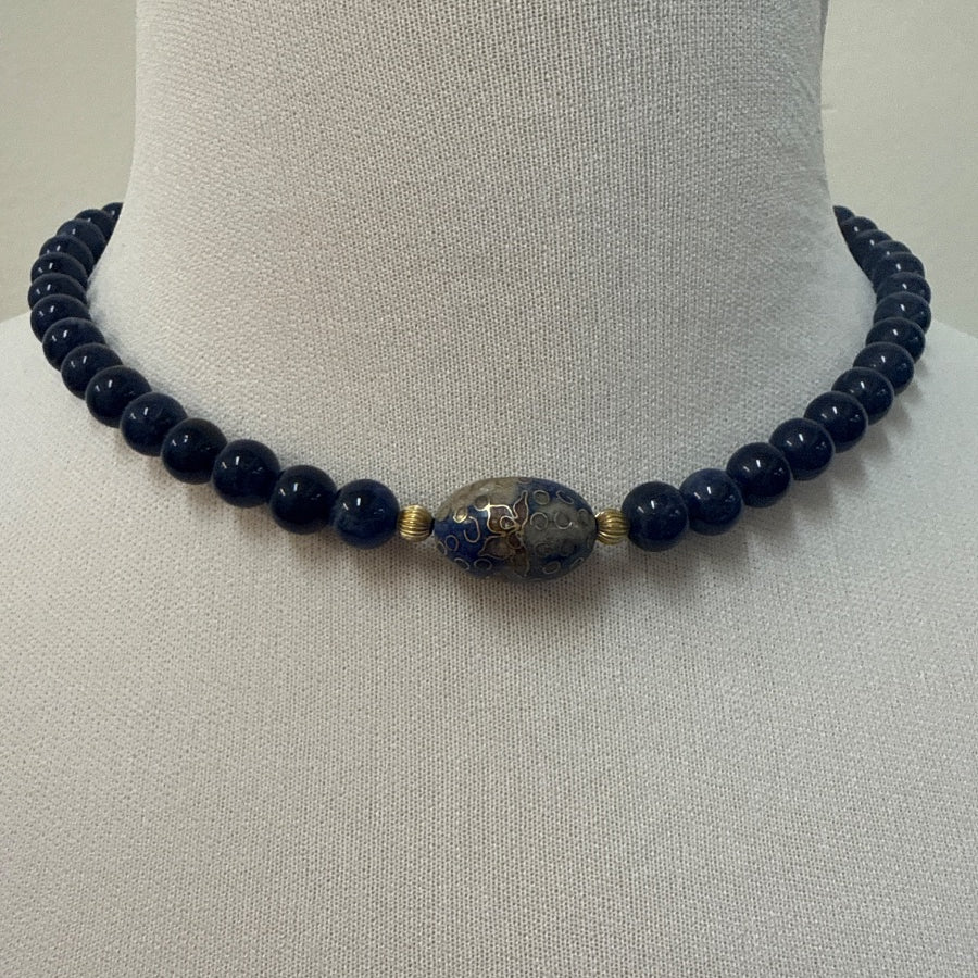 Vintage Cloisonne and Sodalite Necklace · Jewelry · 16 inches · Sodalite