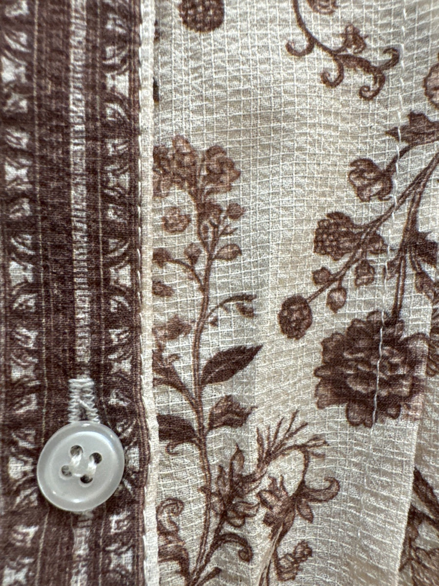 Max Studio · Balloon Sleeve CreamFloral Pleated Blouse · Small · CreamFloral